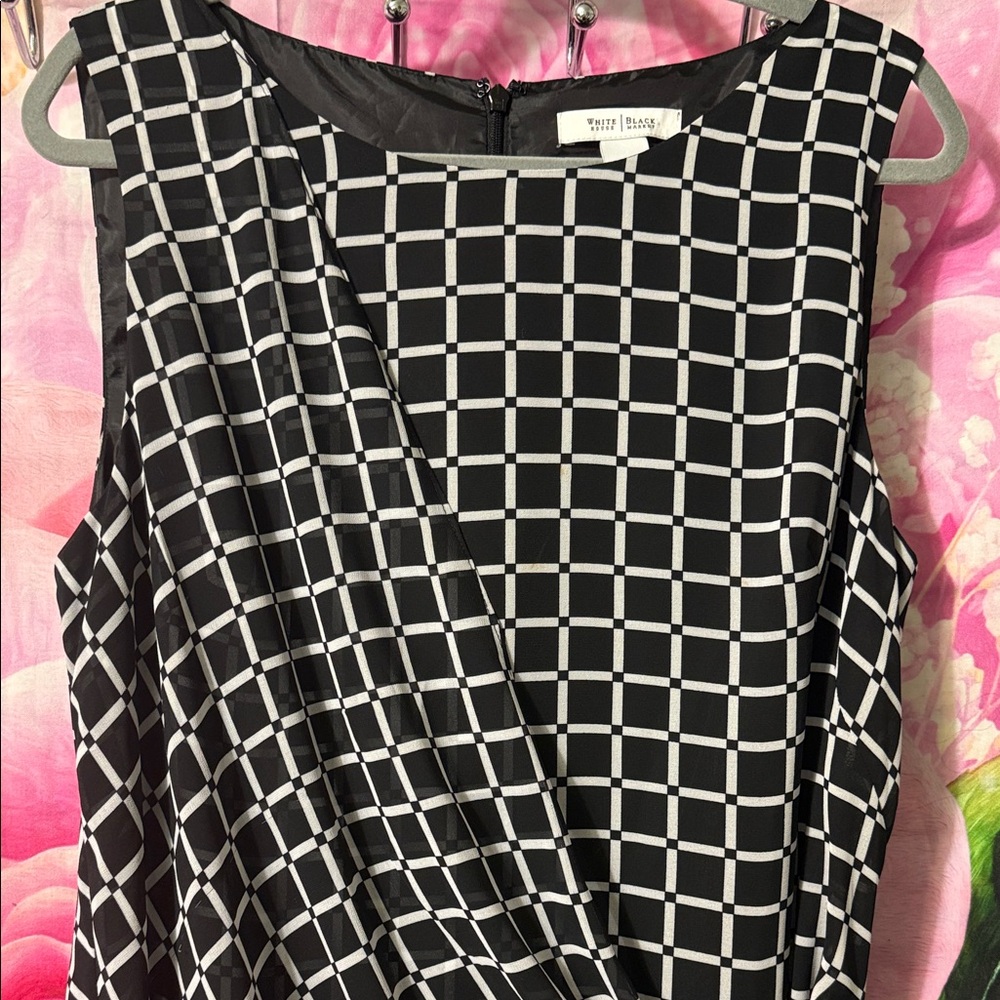 White House Black Market Asymmetrical Black and White Dress